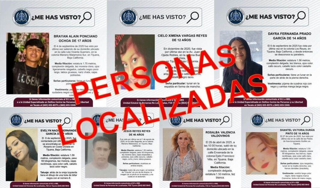 FGE localiza a siete personas reportadas como desaparecidas en BC
