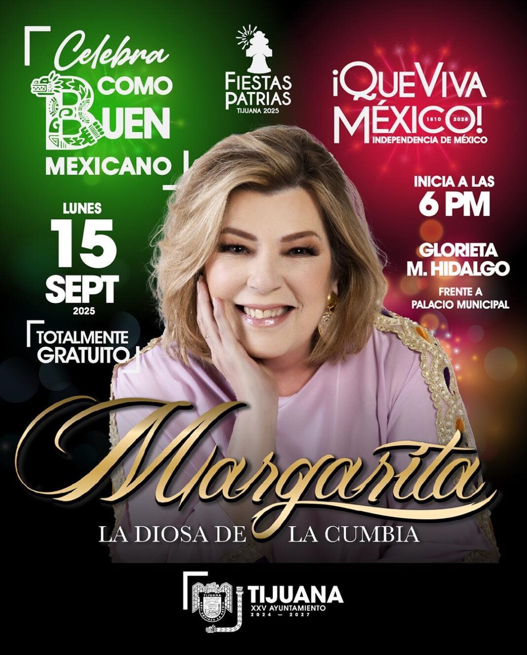 Invita Gobierno Municipal a celebrar la Independencia de México con Margarita ‘La Diosa de la Cumbia’