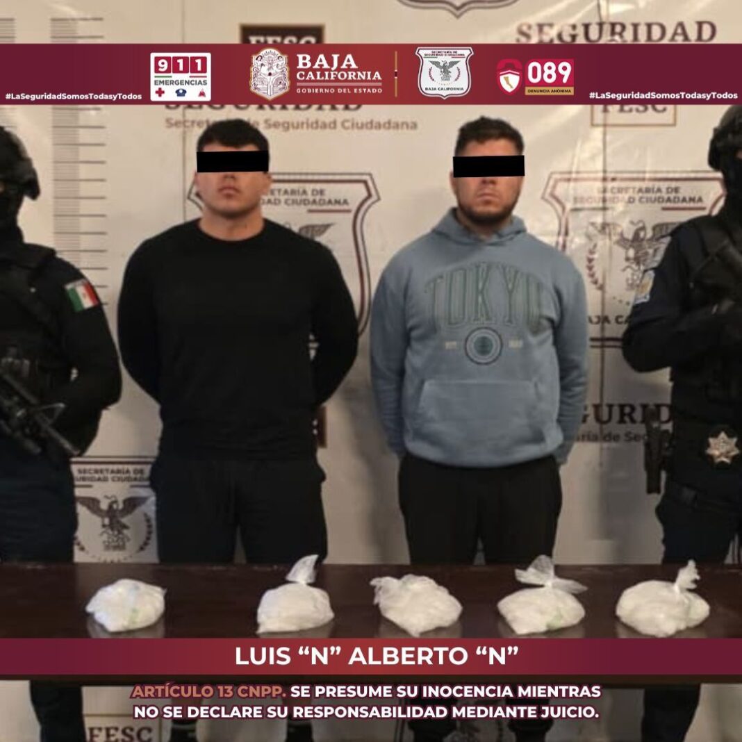 Detienen a dos hombres con más de dos kilos de metanfetamina en Tijuana