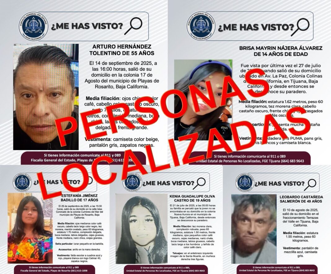 FGE localiza a cinco personas reportadas como desaparecidas