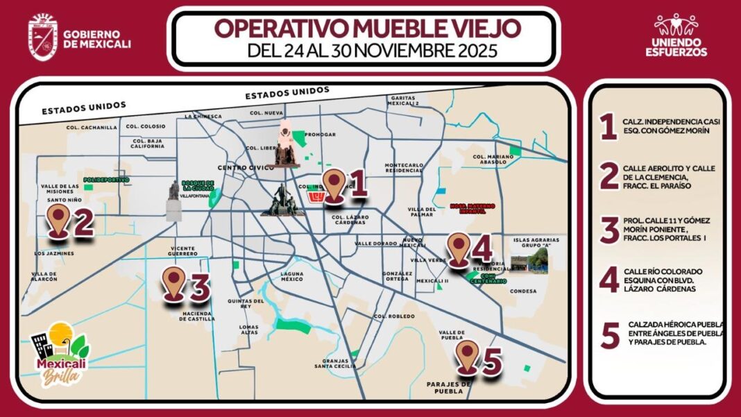 Anuncia gobierno de Mexicali operativo “ Mueble viejo” con cinco puntos de acopio