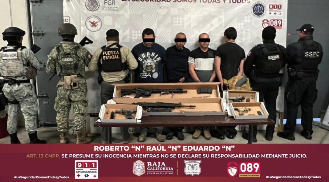 Golpe a grupo delictivo en Tijuana: detienen a cuatro armados tras reporte de balacera