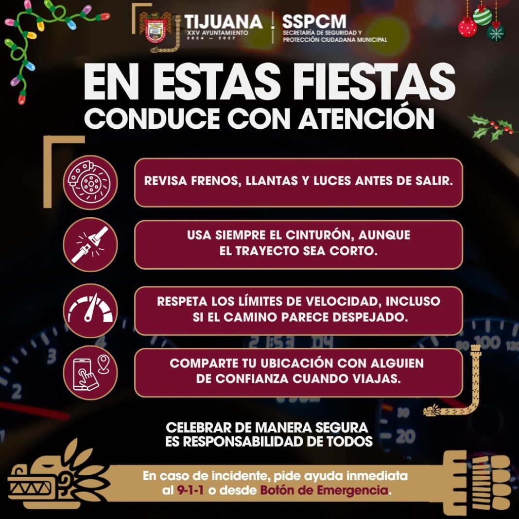 Exhorta SSPCM a reforzar la seguridad vial y la conducción responsable durante la temporada decembrina