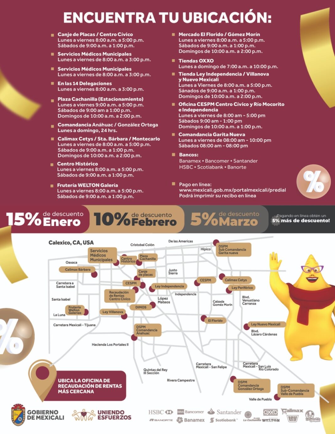 Aprovecha el 15% de descuento en el pago del predial en Mexicali