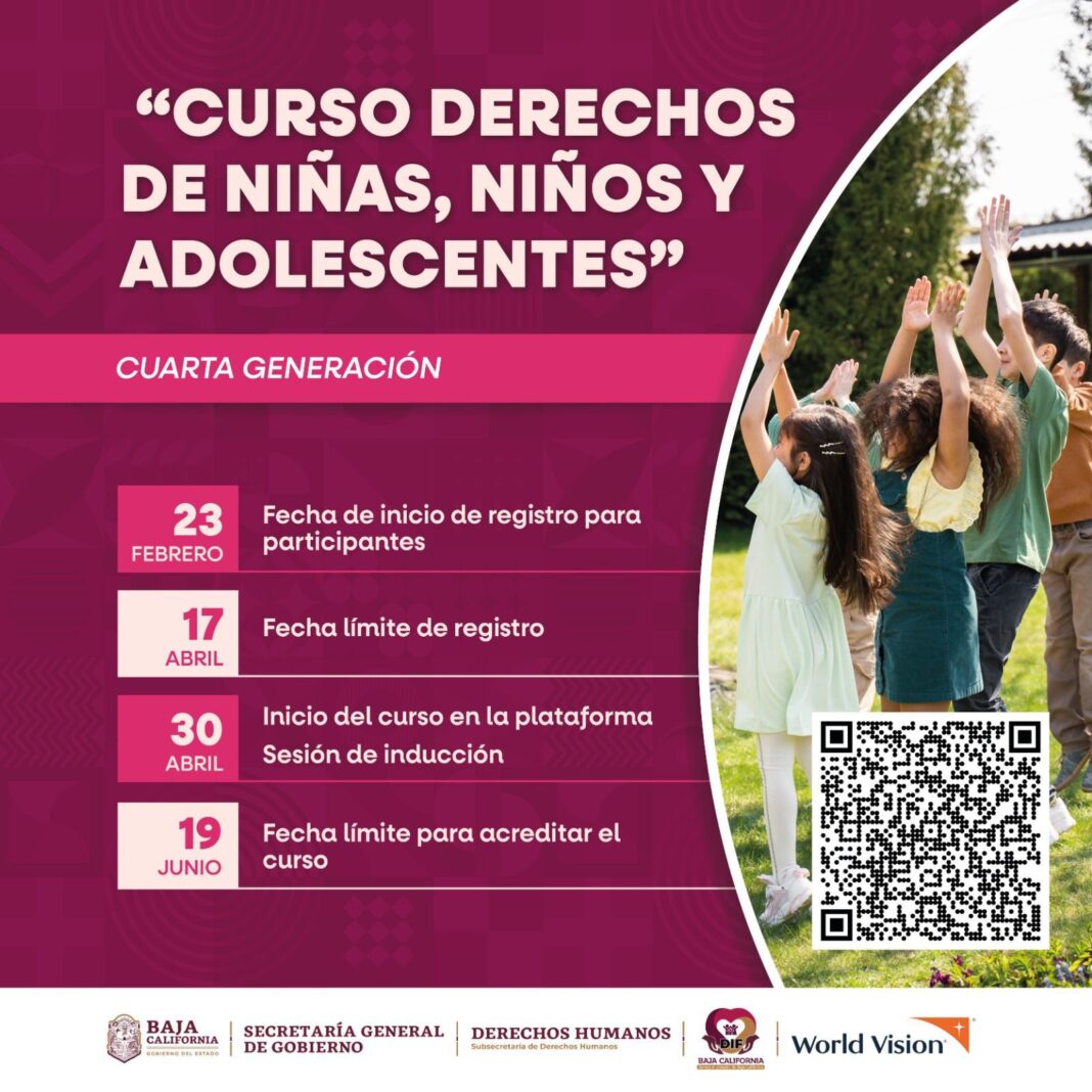Invita GobBC a participar en el curso “Derechos de niñas, niños y adolescentes”