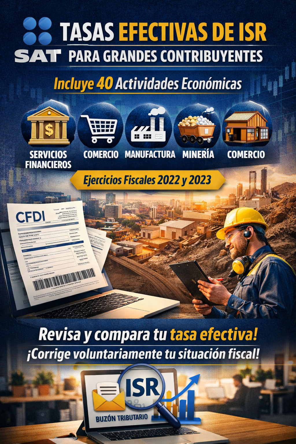 SAT publica tasas efectivas de ISR para grandes contribuyentes; incluye 40 actividades económicas