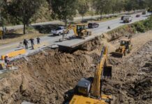 CESPT repara tramo del Libramiento Rosas Magallón