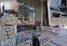 Saquean oficinas de la FGE durante marcha del 8M en Tijuana